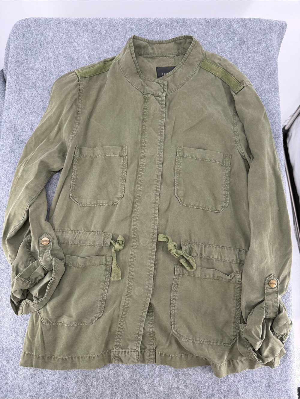 Sanctuary Tie Safari Jacket In Military Olive Utility Jacket coat M